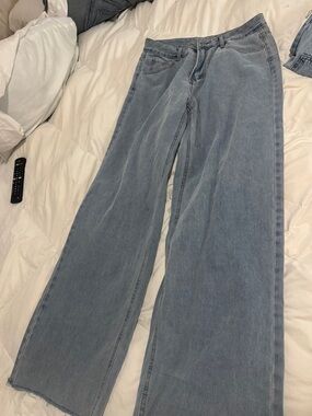 SHEIN Light Blue Wide-Leg High-Rise Jeans